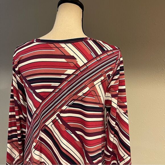 LuLaRoe Emily Long Sleeve V-Neck Striped Print A-line Swing Midi Dress - Picture 9 of 14